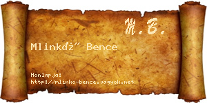 Mlinkó Bence névjegykártya